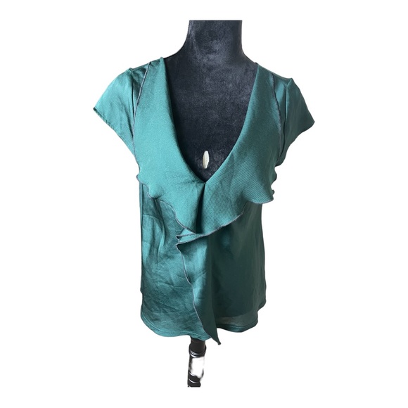 Meadow Rue Tops - Anthropologie Meadow Rue Ruffle Front Short Sleeve Blouse Size Medium